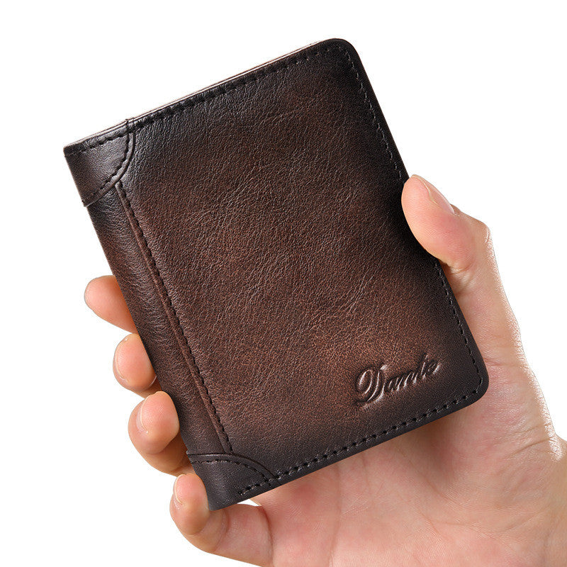 Men's Leather RFID Anti-theft Brush Retro Wallet - Dazpy