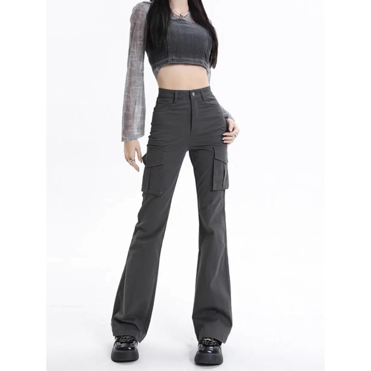 High Waist Slim Chic Cargo Jeans für Damen