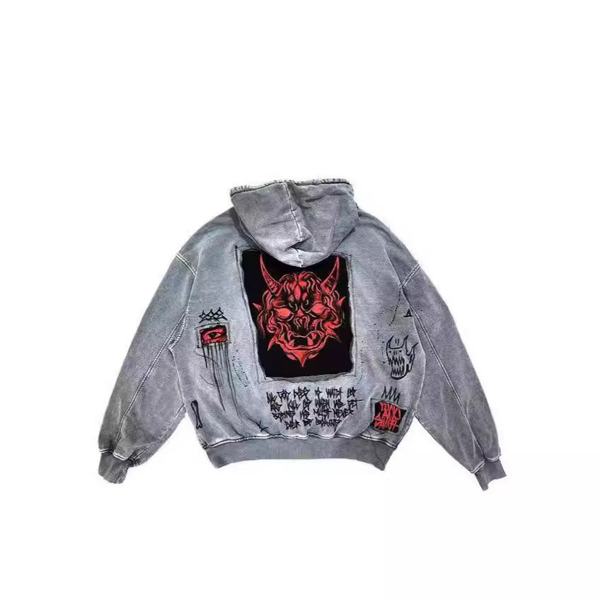 Street Retro Y2g Men's And Women's Devil Print Sweater