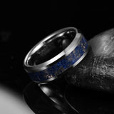 8mm Wide Inlaid Lapis Lazuli Men's Tungsten Steel Ring - Dazpy