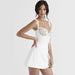 Elegant White Satin Lace Dress