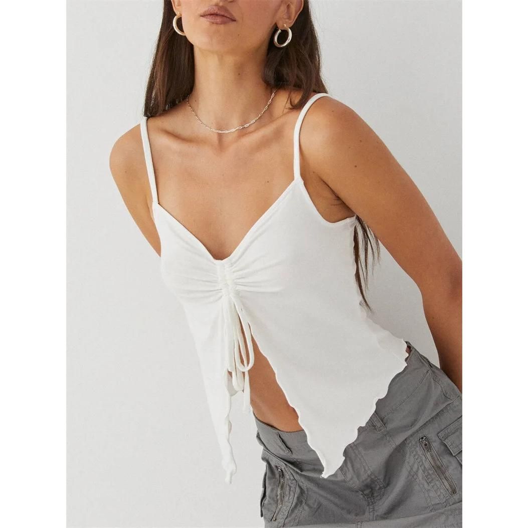 Chic Sleeveless Crop Top with Side Bandage Detail