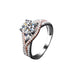 Mosan Diamond  Female Silver Ring Gold Exaggerated Two Colors - Dazpy