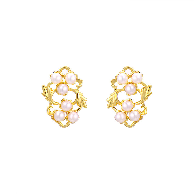 Women's Leaf Flower Pearl Earrings - Dazpy