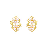 Women's Leaf Flower Pearl Earrings - Dazpy