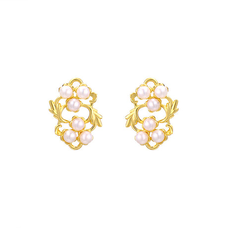 Women's Leaf Flower Pearl Earrings - Dazpy