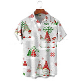 Men's Lapel Basic Holiday Printed Short-sleeved Shirt