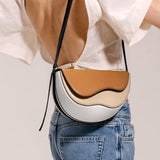 Chic Contrast Color Crossbody Saddle Bag