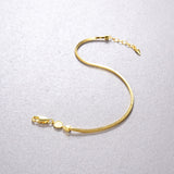 Simple Vintage Ins Folded Square Scaled Snake Bone Chain S925 Silver Plated 18k Gold Bracelet Female - Dazpy