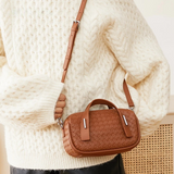 Woven Leather Crossbody Pillow Bag – Retro European Style