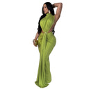 Vestido largo plisado sin mangas con abertura lateral