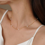 Women's Bohemian Gold Plated Natural Pearl Necklace - Dazpy