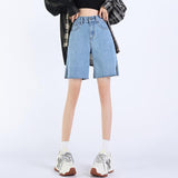 High Waist Wide Leg Denim Shorts