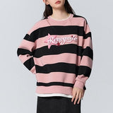 Loose Letter Striped Pullover