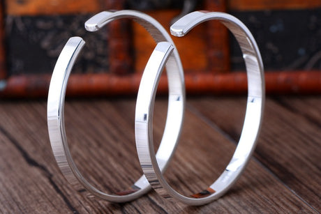 Sterling Silver Bracelet Female Pair Of Simple Smooth - Dazpy