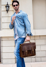 Men's Fashion Personality Leather Retro Portable Briefcase - Dazpy