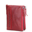 Cowhide double zipper wallet - Dazpy