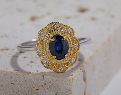 Natural Sapphire Ring Female Inlaid S925 Sterling Silver Ring - Dazpy