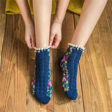 Retro Lolita Floral Pearl Ankle Socks