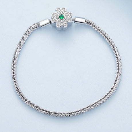 Green Zircon Lucky Four Leaf Grass Basic Bracelet - Dazpy