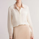 Blusa elegante de crepé de China de seda