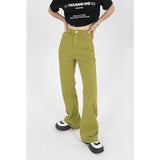 Green High Waist Korean Fashion Denim Pants