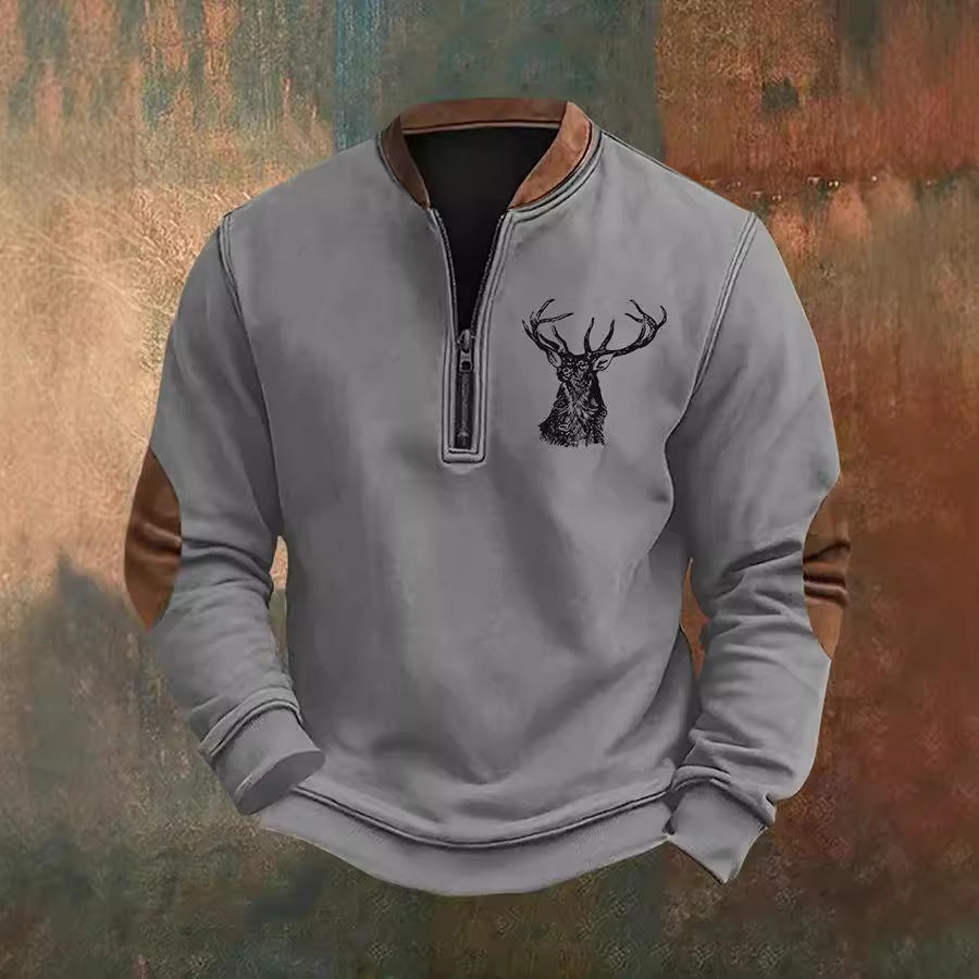 Polo Buckle Sweater 3D Printing Men's Half Zipper Printing