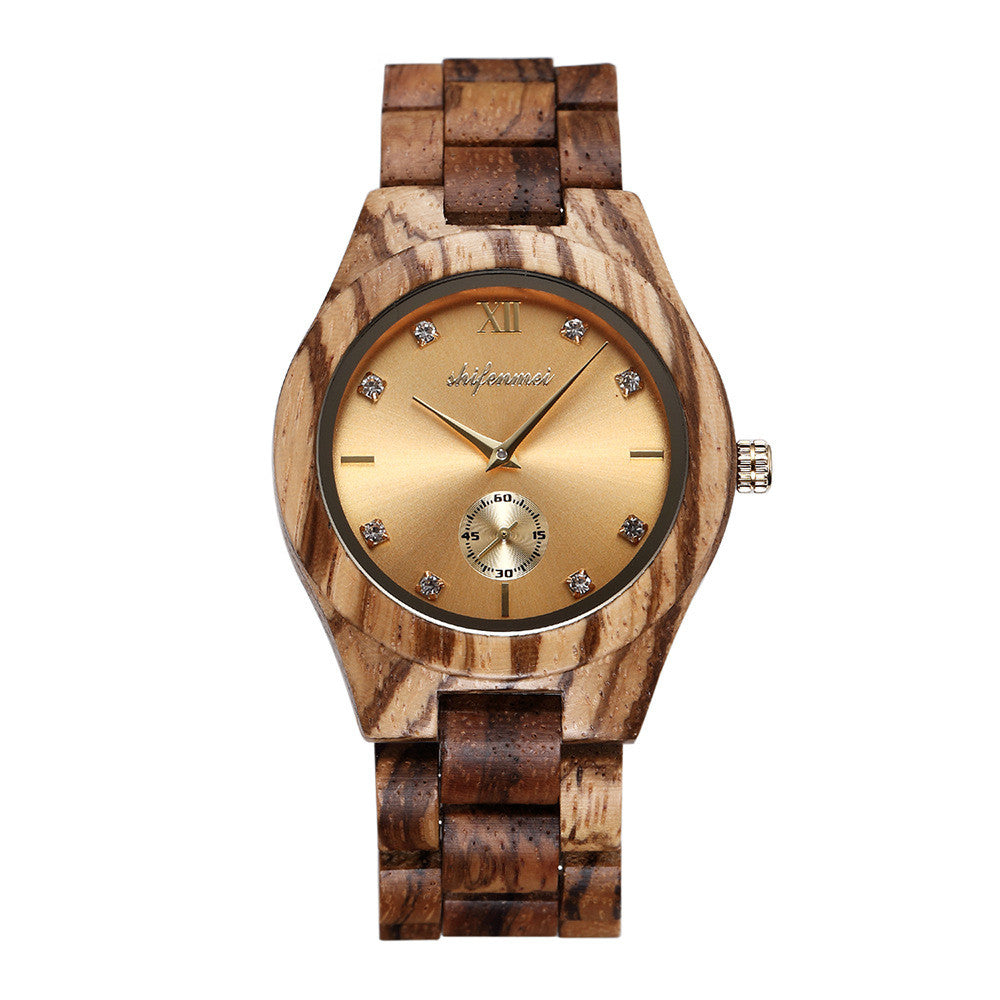 Men's Simple Personality Creative Red Sandalwood Strap Quartz Movement Watch - Dazpy