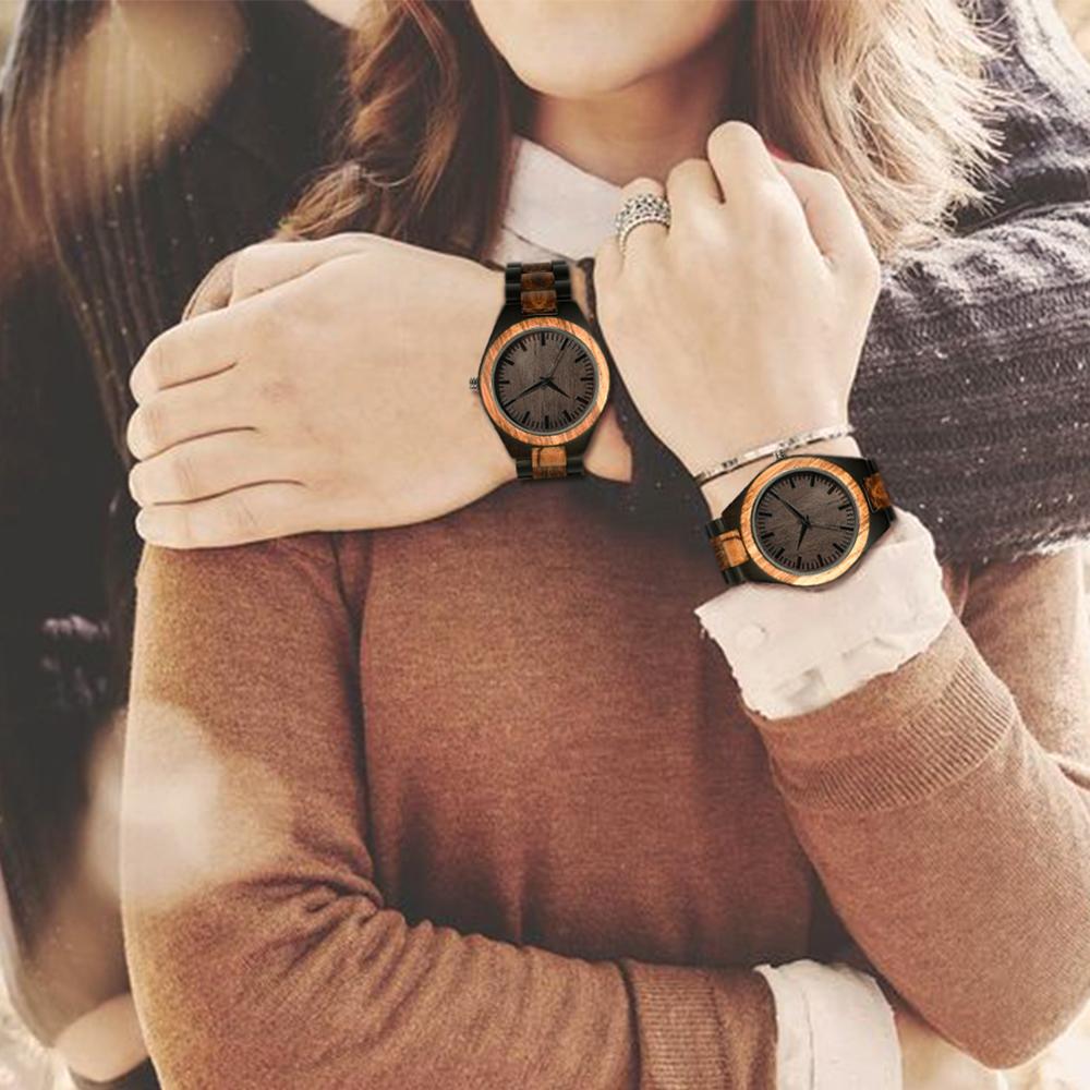 Men's And Women's Large Dial Wood Quartz Watch - Dazpy