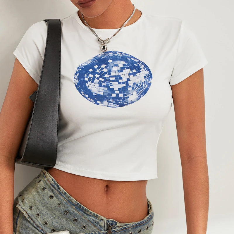 Floral Disco Ball Print T-Shirt