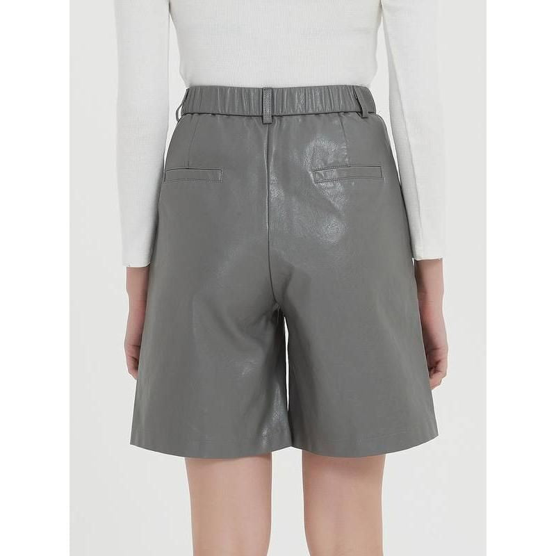 Elegante knielange PU-Leder-Shorts für Damen