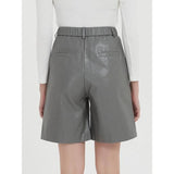 Elegante knielange PU-Leder-Shorts für Damen