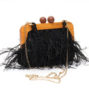 Luxury Feather Evening Clutch with Acrylic Chain
