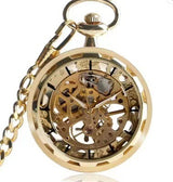 Bronze Transparent Bottom Glossy Semi-automatic Mechanical Pocket Watch - Dazpy