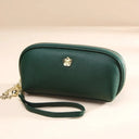 Elegante cartera de piel auténtica con borlas para mujer