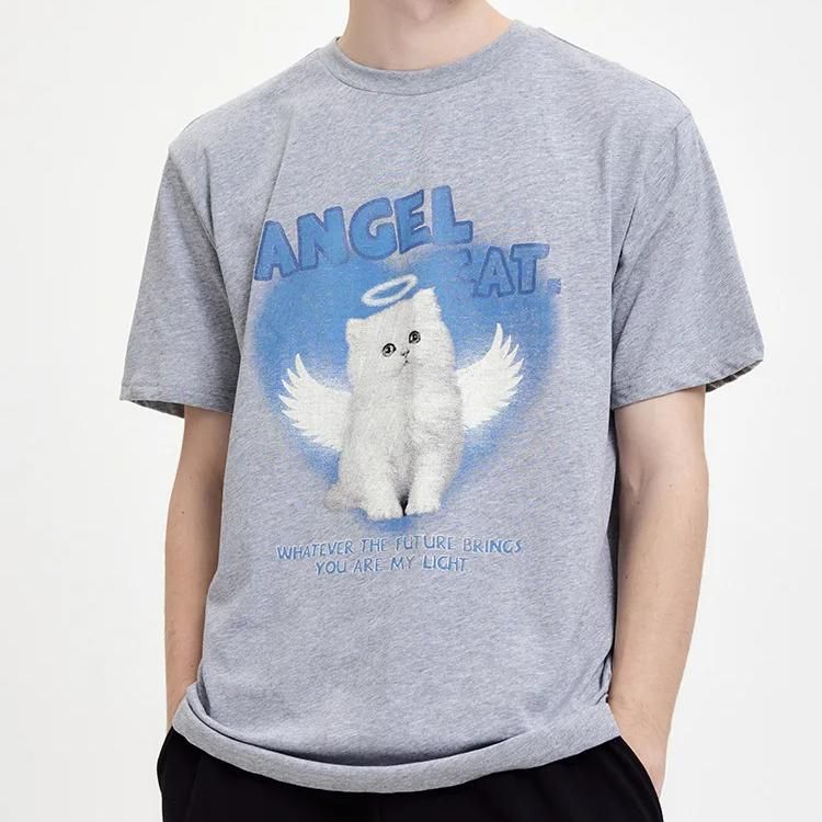 Baumwoll-T-Shirt mit „Angel Cat“-Grafik