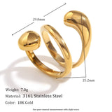 Anillo de serpiente en espiral de doble capa bañado en oro de 18 quilates