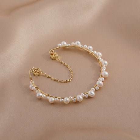 Women's Freshwater Pearl Woven Bracelet - Dazpy