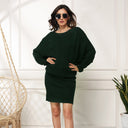 Loose Batwing Long-Sleeve Acrylic Sweater Dress