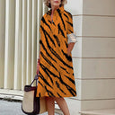 Women's Digital-Print Stretch A-Line Midi Dress