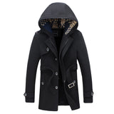 Men's short trench coat hooded