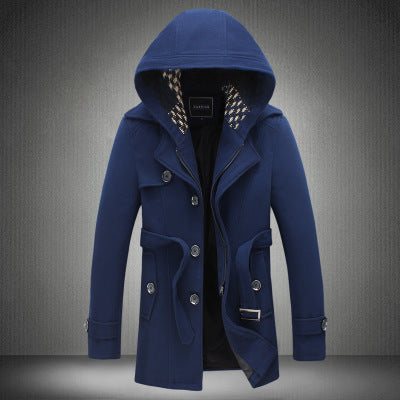 Men's short trench coat hooded