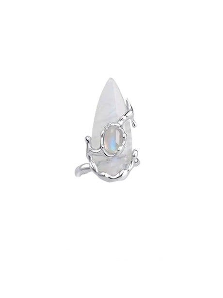 Metal Nail Ring Xianku Natural Moonlight Stone - Dazpy