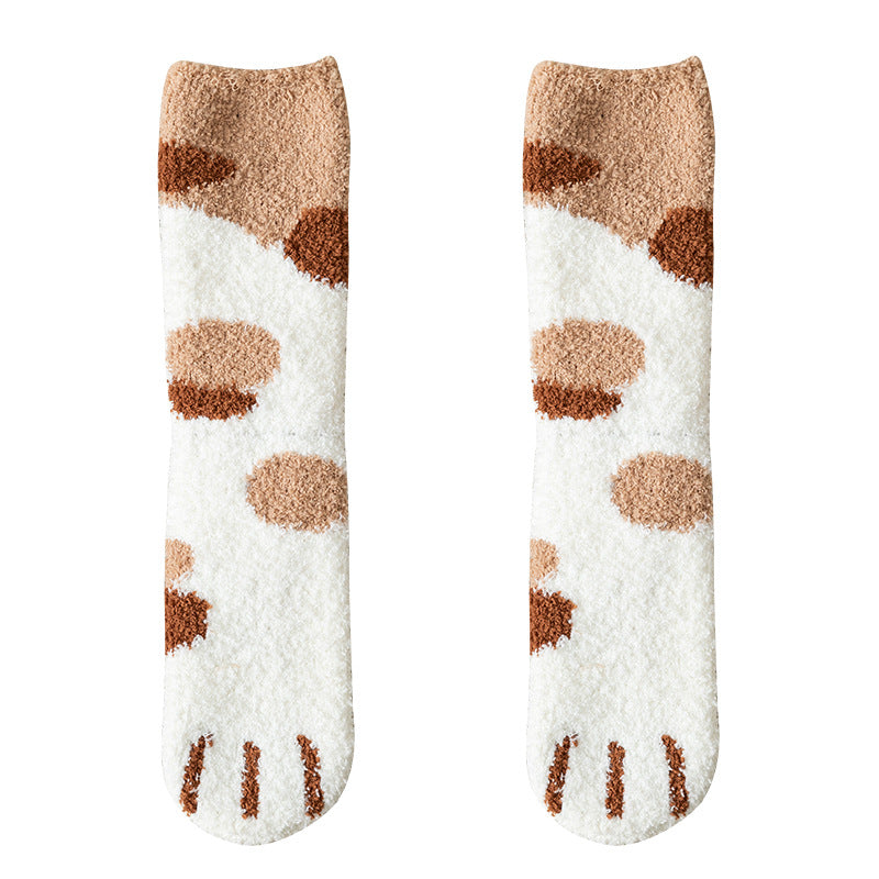 Herbst Winter Kawaii Katzenpfoten Fleece Damensocken