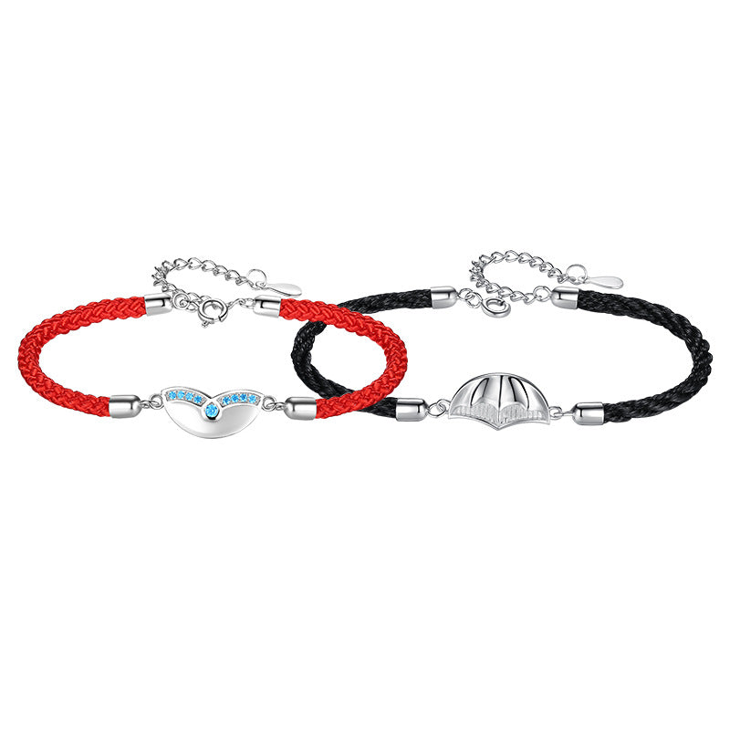 A Pair Of Couple Models Sterling Silver Niche Design Sense Of The Chinese New Year Braided Bracelet - Dazpy