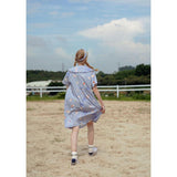 Women's Summer Chiffon Dress with Cartoon Print and Peter Pan Collar