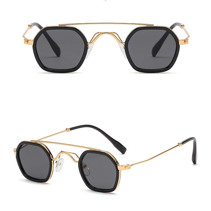 Gafas de sol estilo Steampunk: montura redonda pequeña, UV400, diseño cuadrado retro