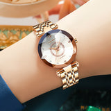 Polygonal Glass Solid Stainless Steel Strap Women's Waterproof Watch - Dazpy