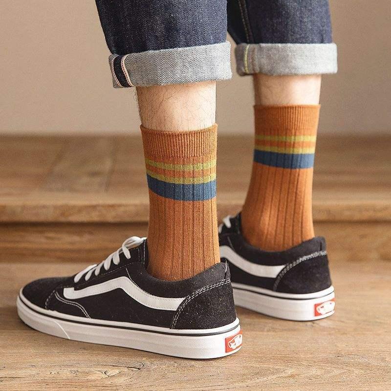 10 Paar gestreifte Baumwollsocken für Herren