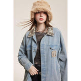 Jeansjacke mit Leoparden-Patchwork